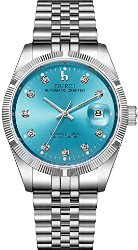 BUREI Herren Automatikuhr Luxus Business Wasserdicht Edelstahl Uhren für Männer, Self-Winding
