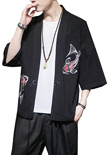 Seidarise Kimono para hombre, ropa tradicional japonesa, cárdigan para hombre, chaqueta Noragi, abrigo Yukata Haori