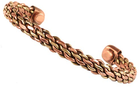 Touchstone Rame Magnetico Guarigione Con Forgiatura A Mano Calibro Solido Stile Tibetano Multi Strato Treccia Eleganza Minimalistica Bracciale In Rame Puro Due Tonalità.