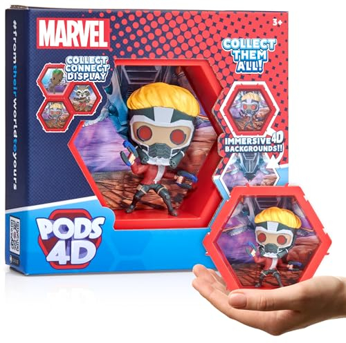 WOW! PODS 4D Marvel Starlord, verbindbare, sammelbare Wackelkopffigur, die aus ihrer Welt in Ihre platzt, Wand- oder Regaldisplay, Marvel-Spielzeug und -Geschenke, Serie 1 Nr. 455