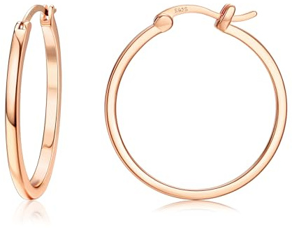 Dochais Gold Hoop Ohrringe für Frauen 14K Echtgold vergoldet Reifen mit 925 Sterling Silber Post Rose Gold 30mm
