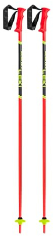 Bâtons de ski pour enfants LEKI Racing Kids, Rouge vif-Noir-Jaune fluo, 80 CM