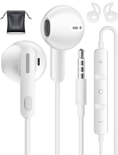 Auriculares In Ear con Cable y Microfono, 3.5mm Cascos Sound-Dynamic para Samsung, Soporte Llamadas Claras de Auriculares Jack 3,5mm para iPhone, Samsung, Xiaomi, OPPO, Sony, iPad, Huawei