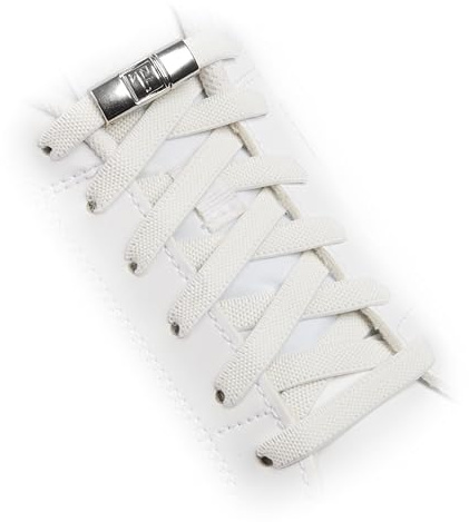 TEEZY No Tie Shoe Laces for Trainers | Premium Elastic Weave & Chrome Buckle | Adult/Kids Tieless Elastic Shoelaces | ORIGINAL (Off-White)
