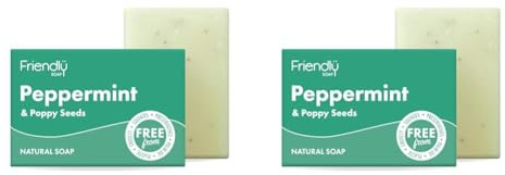 Handmade Natural Peppermint & Poppyseed Soap - Refreshing, Uplifting, Exfoliating 95g (Pack of 2)