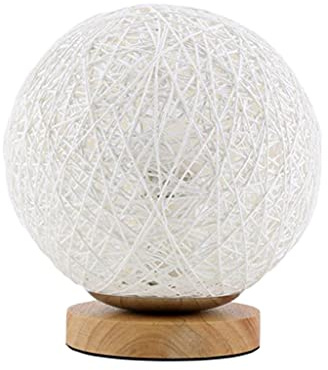 WENGU Lampe de chevet en forme de boule de rotin avec abat-jour tricoté à la main pour chambre à coucher Lampe de chevet décorative Abat-jour lune pour plafond