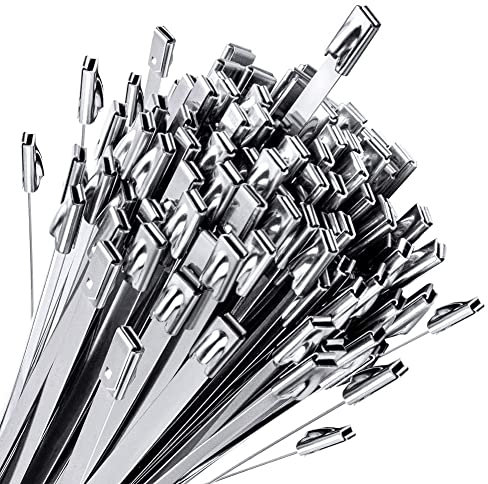 casstaly 100 StüCke Maschendraht Zaunbinder, Selbstsichernde Mehrzweck Edelstahl Kabelbinder für Den Zaun Von HaustierkäFigen im Freien