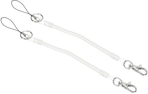 PATIKIL Porte-clés en spirale rétractable de 6 pouces avec mousqueton à anneau porte-clés, 2 cordons extensibles en plastique à ressort en spirale avec crochet, transparent