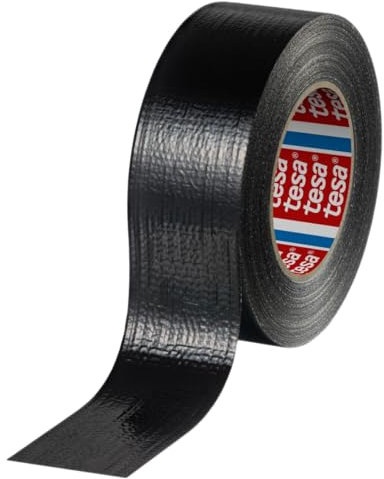 Tesa 60462 Duct Tape Gewebeklebeband Klebeband, extra stark, für Reparaturen, Befestigungen, Verpacken, Versiegelungen, Notfälle, Allzweck, für Innen und Außen, 50 mm x 50 m (schwarz)
