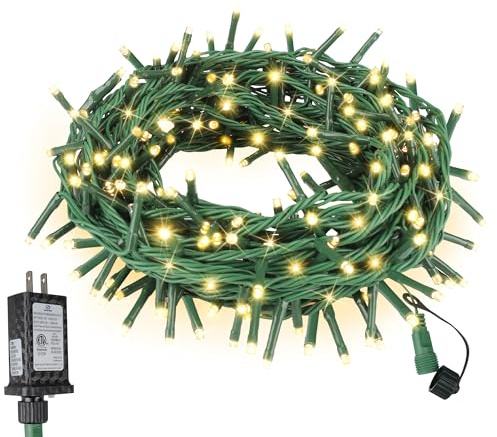 Twinkle Christmas Lights 33ft 100 LED 8 Modes with Timer, Connectable Xmas Tree Mini Lights for Indoor Outdoor Home Party Patio Garden Holiday Warm White