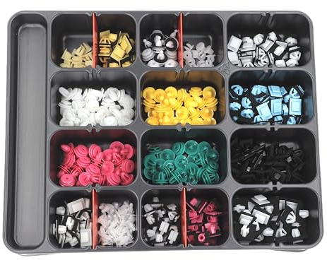 Restagraf - Plateau de Fixations type Agrafes - Pour Portes et Hayons - Spécialement Compatible avec Huydai-Kia - Usages Courants - Format Servante d'Atelier - Réf. 70461 - Plateau de 345 pcs