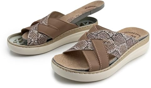 JOMIX Ciabatte Donna Estive Sandali Comodi Ortopediche da Anziani Pantofole Zeppa Anatomiche Signora con Plantare Pelle Estraibile Scarpe Aperte Morbide e Leggere per Casa Relax e Uscite Marrone 40