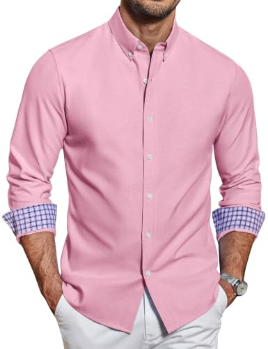 COOFANDY Men's Long Sleeve Shirts Oxford Button Down Shirt Regular Fit Smart Casual Shirts