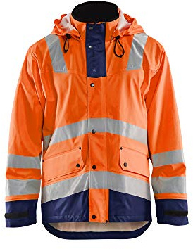 'blakläder 430220035389 X XXL Advertencia Chaqueta Impermeable de niveles 2 Tamaño, Naranja/Azul Marino, XXXL