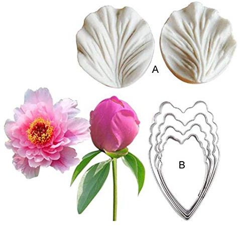 Fiore Petalo Venatore Taglierino Silicone Stampi Acciaio Inox Ripieno Set, Decorazione Dolci Attrezzi Coltello per Biscotti Cottura Al Forno Stampi, Teglie e Sugarcract Cioccolato Gumpaste Torta