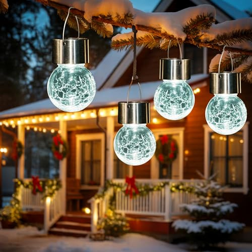 GIGALUMI Solar Lights Outdoor Garden Decor Hanging Lantern for Outside 8 Pc