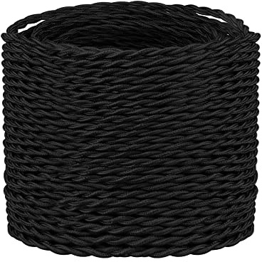 2 Core 10 Meters / 32.8FT Black Braided Cable, LEDSone 2 Core Electrical Cable, Vintage Flex Twisted Fabric Electrical Wire for DIY Lamps Industrial Pendant Lights Lighting Appliances - Black