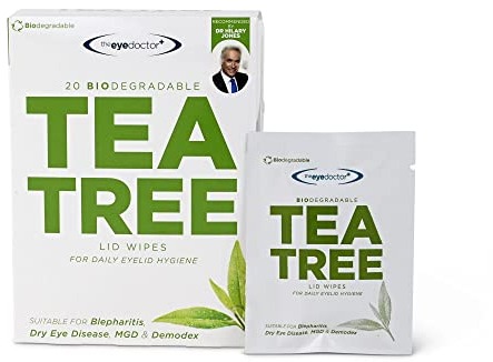 The Eye Doctor Les Lingettes Pour Paupières À L'arbre À Thé - 200 Lingettes À Usage Unique Pour Les Yeux - Convient Aux Yeux Sensibles, Aux Yeux Secs, Blépharite, MGD & Démodex - Biodégradable
