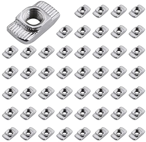 Yeepeo 50 dadi a testa a martello da 6 mm, scanalatura 6, filettatura M4, profilo 2020, in acciaio al carbonio, a T, per profilo in alluminio, fessura di estrusione (EU20 M4 × 10 × 6)