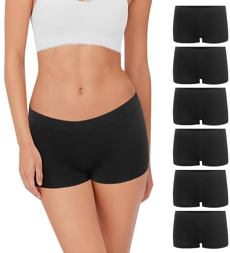 Lakpoau Boxer Femme Shorty Femmes Panty sans Couture Culottes Shorts Caleçon Shorty Seamless Culotte Femme Caleçons Pantys Femmes Hotpants Lot de 6 BL L/XL