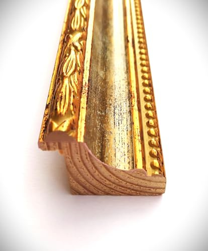 Artecentro cornice dorata lavorata classica per quadri -dipinti su tela - oro/colore con o senza passepartout in legno-varie misure (50 x 70, oro/avorio)
