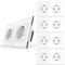 PULSAR Steckdose 2 Fach 5er Pack Wandsteckdose Weiß Glas 2Fach - Unterputzsteckdose 16A mit Glasrahmen Abdeckung und Kindersicherung - Doppelsteckdose Flach Steckdosen Set Komplett