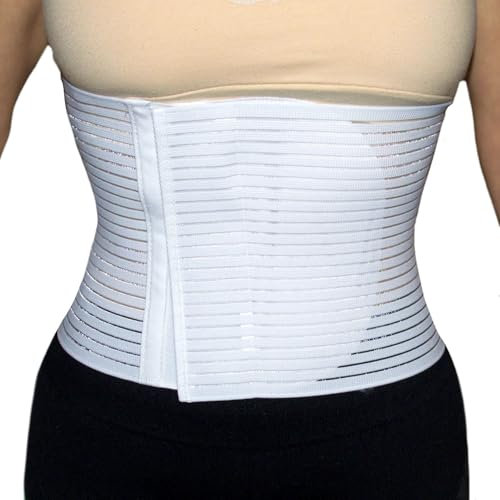 BODYPERFECT Banda abdominal posparto después de la cirugía – Alivio unisex del dolor de espalda – Soporte de espalda de la banda abdominal – Altura de cierre ajustable 20 cm (negro, XL)