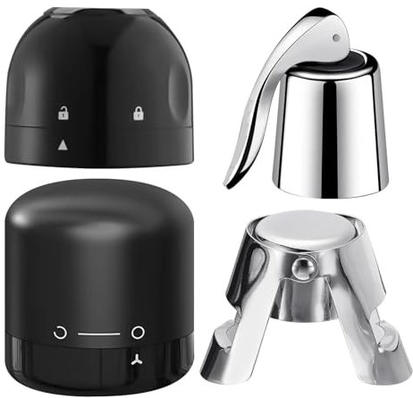 4 Tapones Para Botellas De Vino, Tapones Para Botellas De Champán, Tapones Para Champán, Protectores De Champán, Tapones Para Vino Tinto Con Cerradura, Tapones Para Champán Sellados