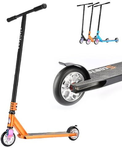 CADEHUB Patinete acrobático Horquilla Delantera de Acero integrada Rueda con núcleo Aluminio aviación intermedio y para Principiantes Patinete niño 8 años Orange