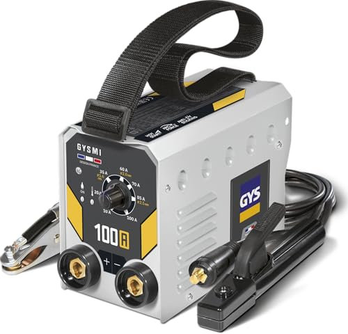 GYS, GYSMI 100A, Poste à Souder à l'Électrode Enrobée 100A Monophasé 230V (MMA), Arc Force, Antisticking, Hot Start, Avec Masque à Main, Porte-électrode, Câble de Masse, Marteau/Brosse