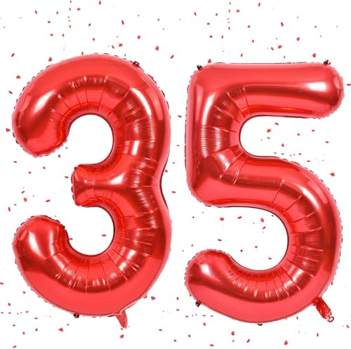 Palloncino rosso 35, palloncino con numeri rosso, palloncino gonfiabile in pellicola da 40 pollici 3&5, palloncino con numeri 35 palloncino elio 35 palloncino compleanno per 35° 53° compleanno