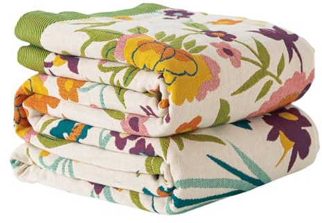 Edcooy Boho Cotton Larger Sofa Throw Blanket – 100 % Pure Cotton Double‑Sided Reversible Bohemian Bedspread & Sofa Cover (Flower Phoenix, 200X230CM)
