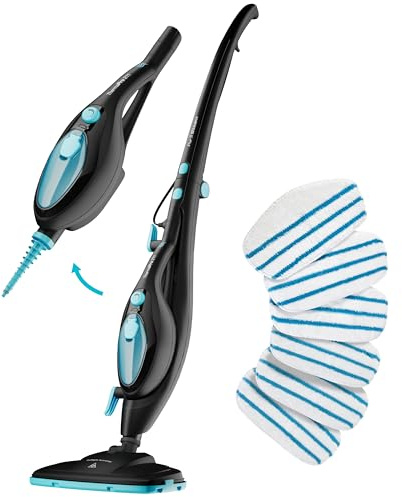PurSteam 10-in-1 Steam Mop with 6 Mop Pads, Floor Steamer with Detachable Handheld Steam Cleaner for Tile, Hardwood Floors