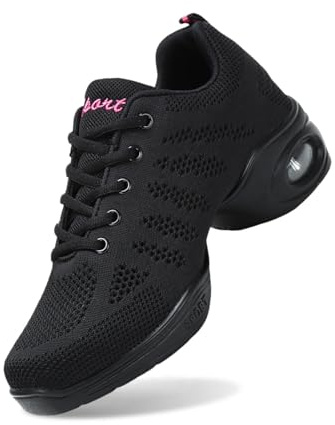 Chaussures de Danse Femme à Lacets de Coussin d'air Classique Confortable Chaussure d'entraînement de Latine Jazz Dance Baskets et Chaussures de Sport