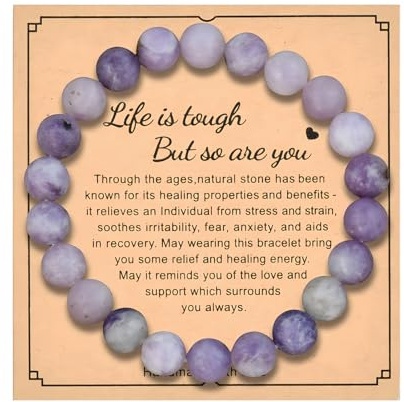 SeeHoo Crystal Beaded Bracelets for Women-Amethyst, 8mm Natural Gemstone Bracelet, Elegant Stone Jewelry for Birthday Valentine's Christmas Gifts for Her, 1PCS