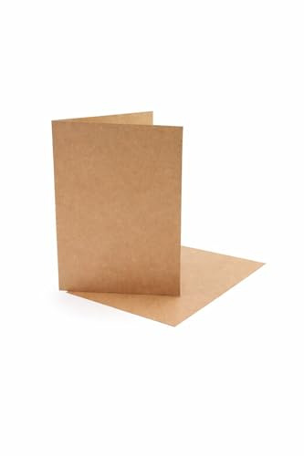 5 x 7 Inch Kraft Blank Greeting Cards & Envelopes – 280gsm Brown Card Making & Craft Pack, 25 Cards & 25 Envelopes