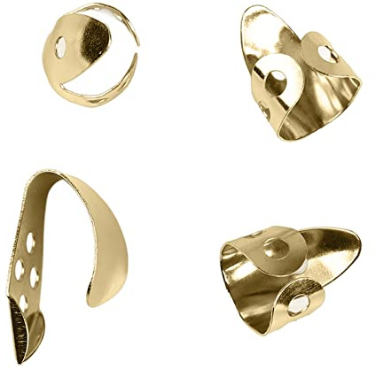 4 st gitarrfingerval Rostfritt stål glänsande metall tumplockset för gitarrövningar och samling Standardstorlek Rost (Gold)
