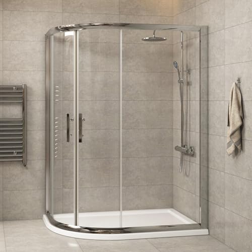 1000 x 800 mm L/H Offset Quadrant Shower Enclosure with Stone Tray 6mm Tempered Glass Sliding Door Shower Cubicle