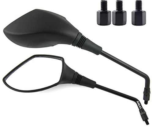 Universal skoterbackspegel spegel set, E-testad (svart, 2 x M8 högergänga + 1 x M8 vänster gänga)
