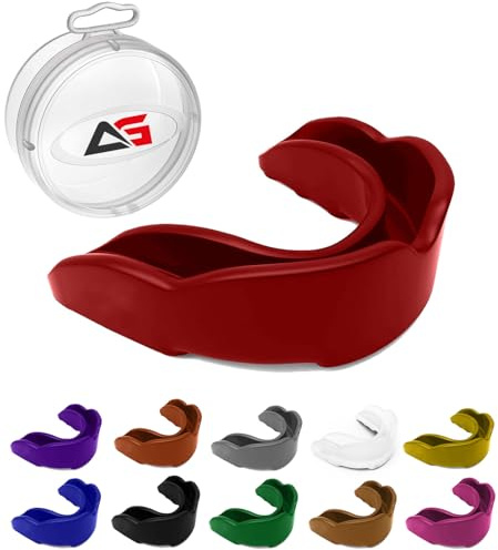 Athletics Gear - Protector bucal de silicona de alto grado rentable para niños, hombres y mujeres (rojo, joven)