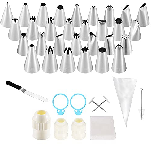 ANCLLO Set di 149 sacchetti e punte per tubazioni riutilizzabili, set di ugelli per glassare, strumenti per decorare torte e biscotti