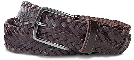 ROYALZ flätat bälte läderbälte flätat män kvinnor läderbälte vintage äkta läder med metallspänne unisex, BRUN, 100
