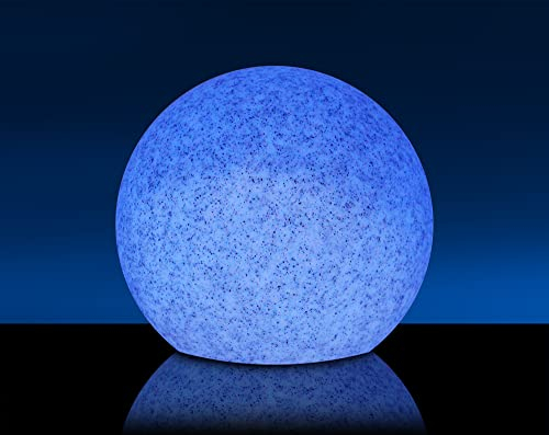 SCHWAIGER 660142 Solar Leuchtkugel Outdoor Kugelleuchte Außenlicht RGB LED Lichtsensor Farbwechsel Steinoptik 25cm Durchmesser IP44 spritzwassergeschützt