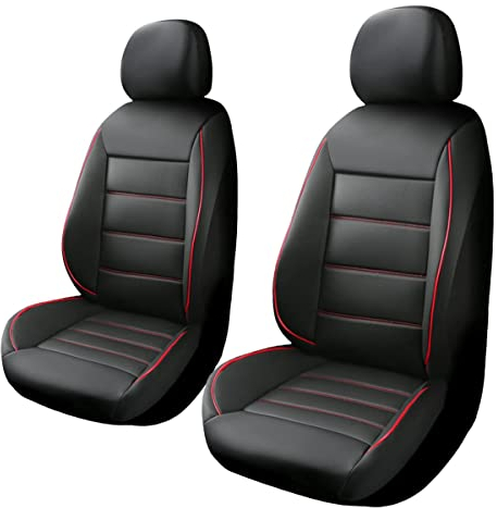 SOBONITO Auto-Sitzbezüge Vordersitze Kunst Nappa-Leder,Sitzbezug Set Universal,Auto-Schonbezüge (Red Line)