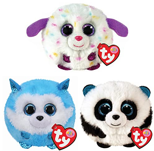 TY Puffies Munchkin, Bamboo, Prince 3-Teiliges Set – Weiches Plüsch Bouncy Spielzeug für Kinder – Sammelbares Stofftier – Kuscheltier landet auf den Füßen – Weiche Plüschspielzeuge für Kinder