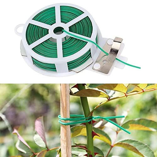 BigTree [100 Meters] Garden Tie Wire 328 Feet Pack of 2 Green Twist Ties with Thread Cutter Flexible Garden Ties Vines Support for Climbing Plants Shrubs Flowers Cable Organization Bag Seal