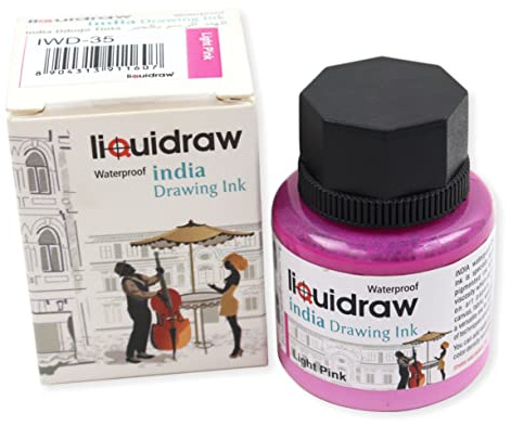 Liquidraw Coloured Drawing Ink India Ink, Waterproof 20 Assorted Colours, 35ml Indian Inks for Artists (Light Pink)