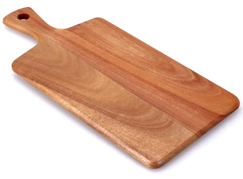 Gtencemen Acacia Wood Cutting Board with Handle for Kitchen, Small Wooden Chopping Boards for Fruit, Cheese, Bread, Meat, Charcuterie, Serving & Carving