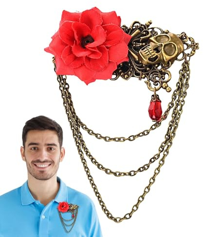 Steampunk, forcina con teschio rosa - forcina vintage da donna Skull, fermaglio per capelli a forma di rosa per uso quotidiano, serate fuori appuntamenti, feste