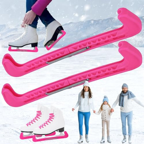 Benaton 1 Paar Eishockey Kufenschoner, Mit Spring Ice Skating Protector Für Kinder Erwachsene Eiskunstlaufschuhe, Sport Hockey Blade Guards, Verstellbarer Kufenschoner, Für Alle Größen Kürzbar(Rosa)